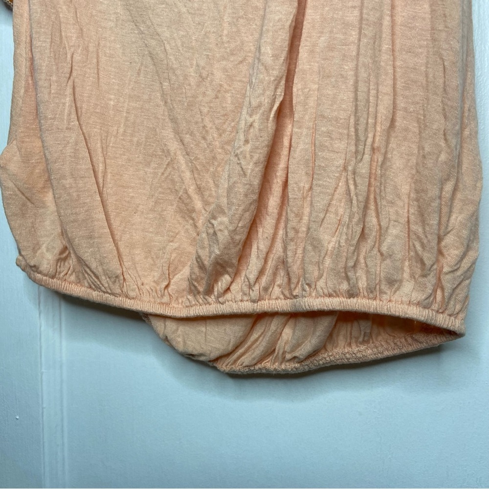 Free People Annka Bubble Tropical One Shoulder Vacation Blouse In Peach Medium - Picture 8 of 15